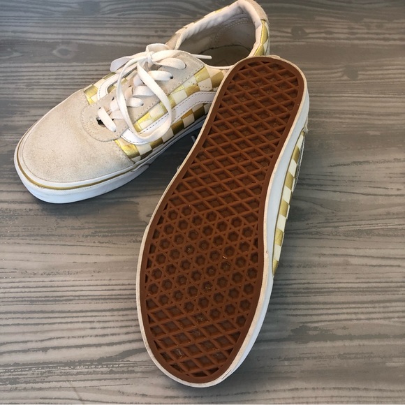 VANS Old Skool Gold Checkered Skate Shoe, Womens 7.5 - Picture 5 of 6